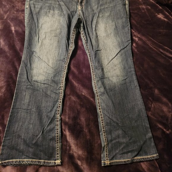Stitch Star Bling Thick Stitch Boot Cut Denim Jeans Plus Size 26W - Picture 3 of 14